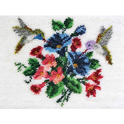 MIAOLLUN Latch Hook Kits, Make Tapestry Crocheting Cushion Mat DIY Latch Hook Kit Rug Set Pre-Printed Canvas, 52X38cm/20.4 Inch X15 Inch