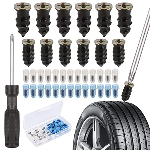 Zocipro 30Pcs Tyre Repair Kit Rubber Nails, Car Puncture Repair Kit with Screwdriver, Universal Tire Repair Fast Repair Nail for Auto Car Motorcycle 