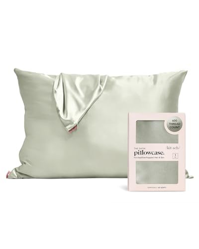 Kitsch 100% Satin Pillowcase with Zipper, Softer Than Silk Pillowcase for Hair & Skin, Cooling Pillow case, Satin Pillow Case Cover 
