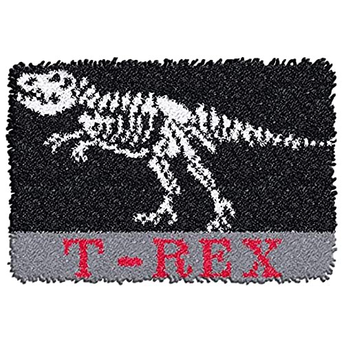 MIAOLLUN Latch Hook Kits for Adults Kids 3D Dinosaur Pattern Printed Canvas Crochet Needlework Craft Rug Cushion Mat Tapestry 20.5X15 Inch,T.rex