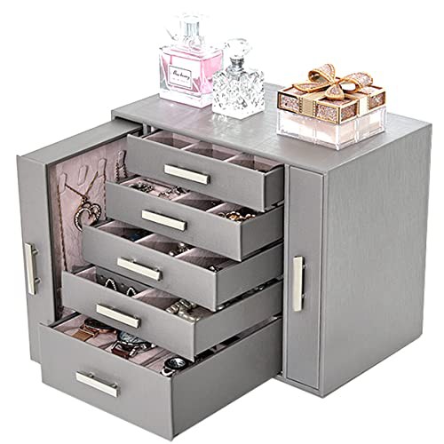 ANWBROAD Jewellery Organiser Box for Women and Girls Elegant Jewellery Stroage Case for Necklace Earring Ring Watch Capacity Jewellery Organiser JJB007H