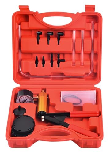 DHA Brake Bleeding Kit Vacuum Pump Pressure Tester Gauge Set, Brake Bleeder Kit Hand Held Pressure Vacuum Pump Tester, Manual Brake Clutch System Fluid Bleed Kit One Man for Car Motorcycle Motorbike