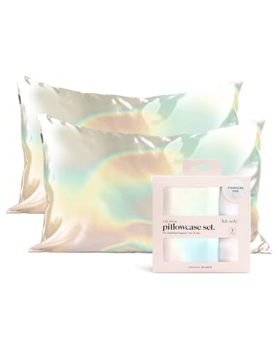 Kitsch 100% Satin Pillowcase with Zipper, Softer Than Silk Pillowcase for Hair & Skin, Cooling Pillow case, Satin Pillow Case Cover 