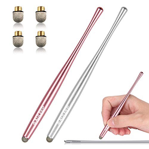 AULEEP Stylus Pen, Tablet Stylus Pen Touch Screen Pen, 2 Pack with 4 Nanofiber tips Stylus Pen for Mobile Phones, iPads, Kindles, Microsoft Surface 