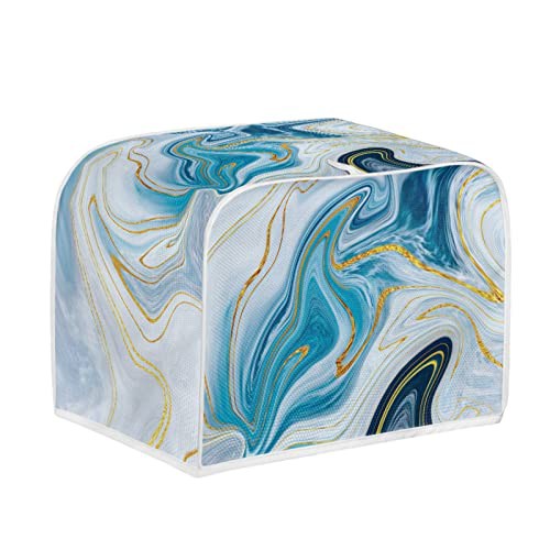 Kuiaobaty Blue Marble Texture Toaster Cover 2 Slice, Protective Cover for Bread Machine 11.5x8x8in,Washable Bakeware Protector