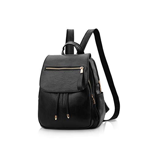 NICOLE&DORIS Fashion Women Backpack Mini Backpack Faux Leather Ladies Rucksack Shoulder Bag Purses Girls Backpack Black