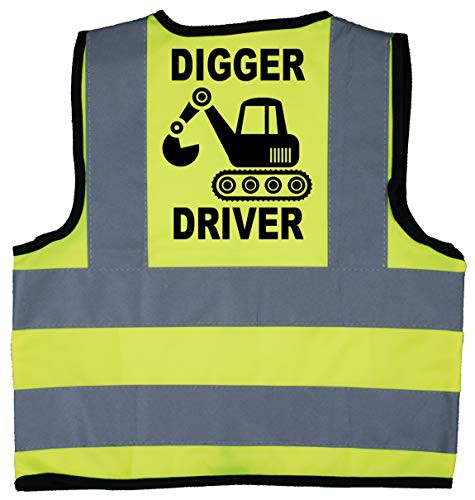 Acce Products Digger Driver Baby/Children/Kids Hi Vis Safety Jacket/Vest Sizes 0 to 8 Years Optional Personalised On Front