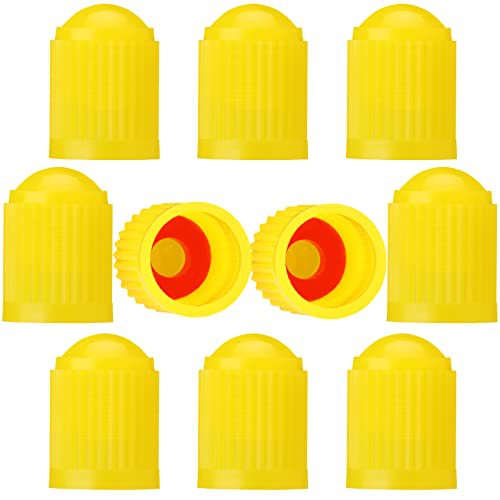 TCPENG® 10PCS Tyre Valve Caps, with O Rubber Seal Ring, Universal Stem Covers for SUV, Cars, Bike, Motorcycles, Trucks, Heavy-Duty, Airtight Seal, Screw-On, Easy to Operation 