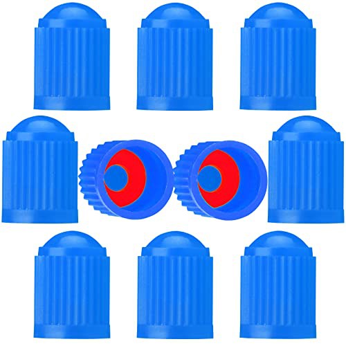 TCPENG® 10PCS Tyre Valve Caps, with O Rubber Seal Ring, Universal Stem Covers for SUV, Cars, Bike, Motorcycles, Trucks, Heavy-Duty, Airtight Seal, Screw-On, Easy to Operation 