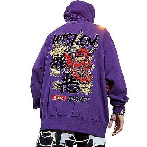 XYXIONGMAO Graphic Hoodies for Men Japanese Hoodie Streetwear Oversized Black White Ghost Hip-Hop Good and Evil
