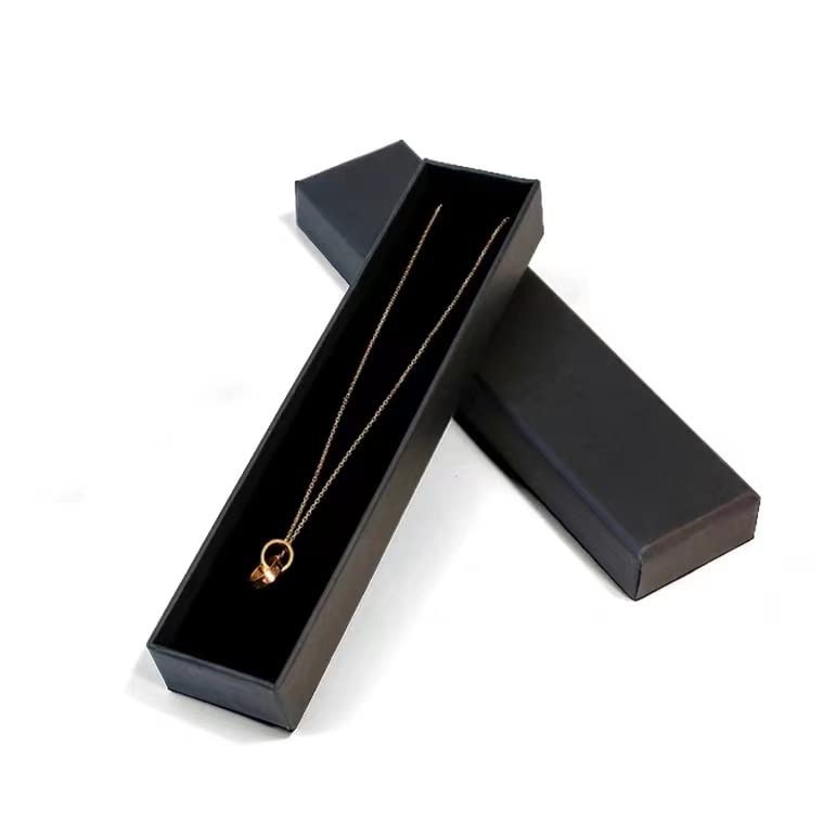 Necklace Bracelets Watch Pen Chain Gift Box Black Long Necklace Case Kraft Paper Jewelry Box Gift Box for Neckalce for Earrings Chain Jewelry Gift box for Mens Women 21 * 4 * 2.4cm
