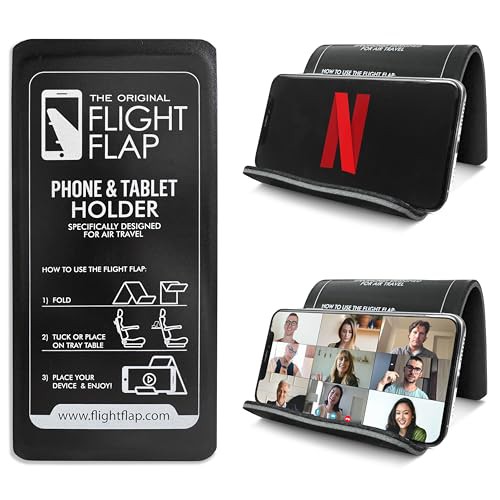 Flight Flap Airplane Phone Holder - Foldable Plane Phone Holder for Travel - Flexible Mobile Phone Stand for Desk & Bed - Flight Phone Holder Desk - Accessories Travel Essentials For Flying 
