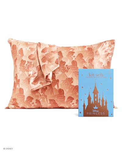 Disney x Kitsch Satin Pillowcase for Hair - Softer Than Silk Pillowcase for Hair and Skin Cooling Pillow Case Cover with Zipper | Satin Pillow Cases Standard Size 