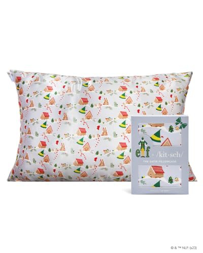 Elf x Kitsch Satin Pillowcase - Softer Than Silk Pillowcase for Hair & Skin | Cooling Satin Pillowcases with Zipper | Satin Pillow Case Cover | Pillow Cases Standard Queen 