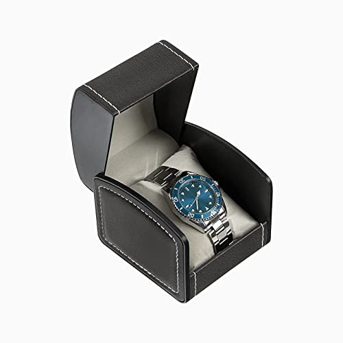 FuninCrea Watch Case, Single PU Leather Watch Travel Case Jewelry Storage Case Organizer with Removable Cushion, Portable Square Watch Box Bracelet Holder for Most Watches, Smart Watch 