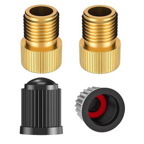 TCPENG® Presta Valve Adaptor, Convert Presta to Schrader Adapter for Bike, Inflate Tire Using Standard Pump or Air Compressor, with Tyre Valve Caps 