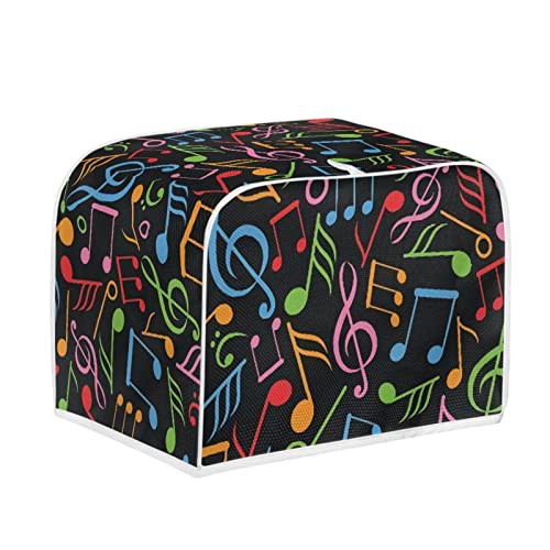 Kuiaobaty Colorful Musicnotes 2 Slice Toaster Cover Premium Linen-like Spandex Fabric Case for Bread Toaster Machine 11.5x8x8 inches