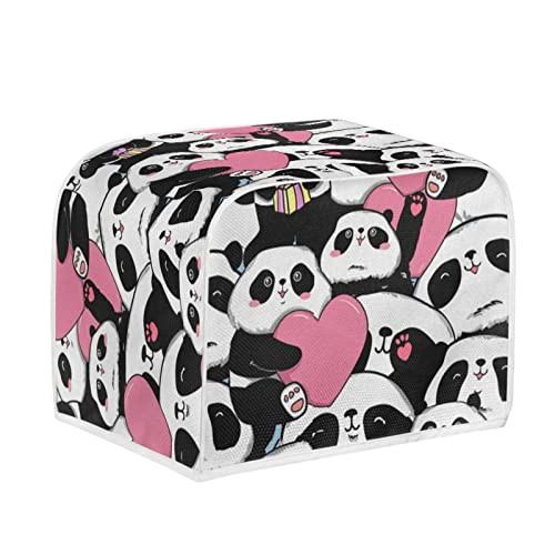 Kuiaobaty Cute Pandas Bears Cover for Toaster Washable Kitchen Appliances Cover with Hook, Dust and Fingerprint Protection