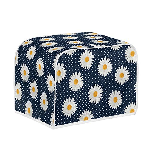 Kuiaobaty Daisy Flowers Toaster Cover 2 Slice, Polka Dots Protective Cover for Bread Machine 11.5x8x8in,Washable Bakeware Protector