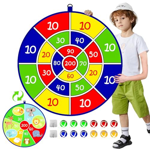 25.5in Large kids Dart Board with 12 Sticky Balls, Kids Ball Games, Indoor Game/Outdoor Game/Garden Game/Board Game/Fun PartyGame Toys, for 3+ Year Old Boys Girls
