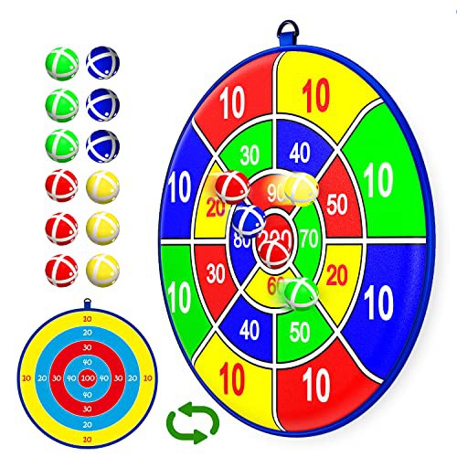 25.5in Large kids Dart Board with 12 Sticky Balls, Kids Ball Games, Indoor Game/Outdoor Game/Garden Game/Board Game/Fun PartyGame Toys, for 3+ Year Old Boys Girls