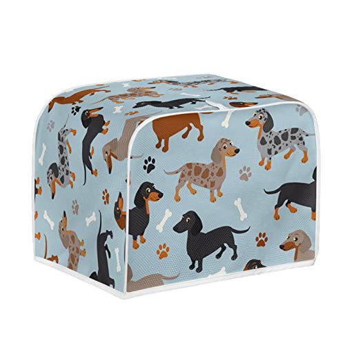 Kuiaobaty Cute Puppy Dogs 2/4 slice Bread Toaster Machine Protective Cover, Stain Resistant Kitchen Appliance Covers, Dachshund Dog