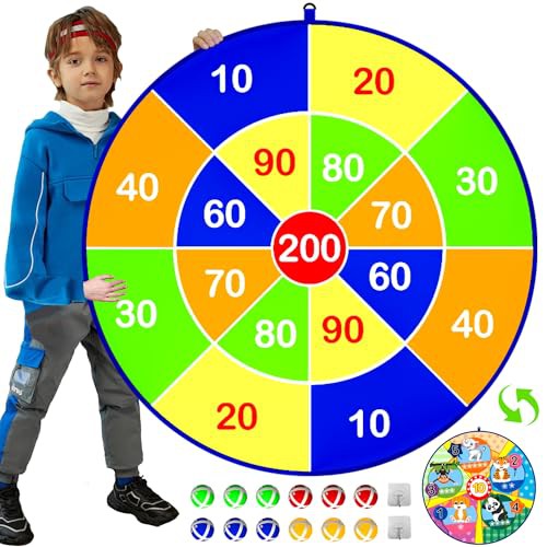 25.5in Large kids Dart Board with 12 Sticky Balls, Kids Ball Games, Indoor Game/Outdoor Game/Garden Game/Board Game/Fun PartyGame Toys, for 3+ Year Old Boys Girls