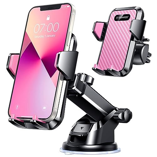 VANMASS BEST Car Phone Holder 2024 【65+ LBS Strongest Suction & Military-Grade】 Ultimate Mobile Phone Mount【Patent & Safety Certs】 Dashboard Windscreen Vent Cradle for iPhone 16 15 14 Pro Max Samsung