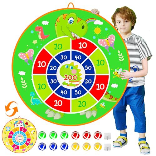 25.5in Large kids Dart Board with 12 Sticky Balls, Kids Ball Games, Indoor Game/Outdoor Game/Garden Game/Board Game/Fun PartyGame Toys, for 3+ Year Old Boys Girls