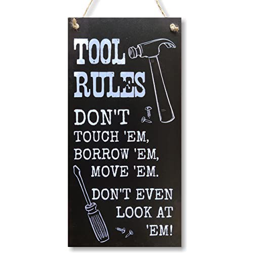 CARISPIBET Tool Rules Garage signs house decorative plaques hanging sign wall art decoration ornament 12" x 6"