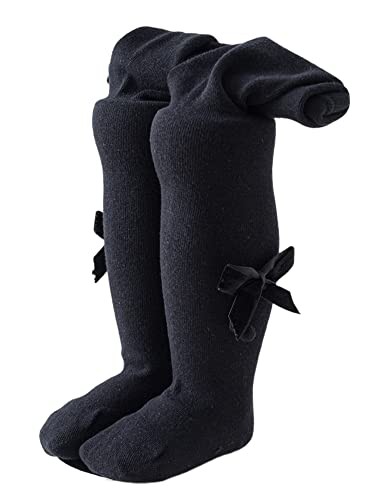 YILEEGOO Baby Toddler Girls Tights Rib Knit Pantyhose With Velvet Bows Chritsmas Valentine's Day Leggings Pants Infant Stockings