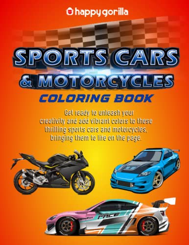 Sports Cars and Motorcycles Coloring Book