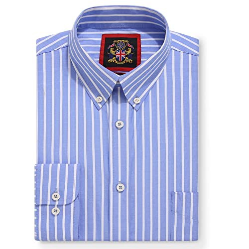 Mens Oxford Striped Shirt,Button Down Collar,Business Formal Work or Casual Shirts. Also Offered as Set of Two Shirts,The Elizabeth Stripe,Janeo British Apparel.