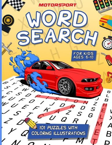 Motorsport Word Search for Kids Ages 6 - 10