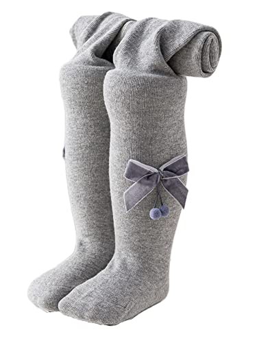 YILEEGOO Baby Toddler Girls Tights Rib Knit Pantyhose With Velvet Bows Chritsmas Valentine's Day Leggings Pants Infant Stockings