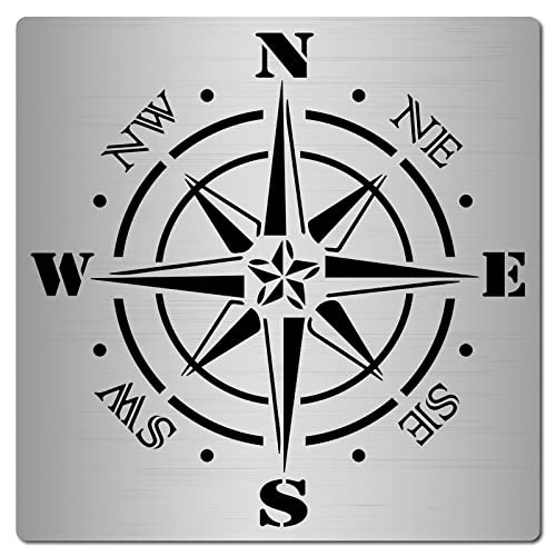 GORGECRAFT 6.3 Inch Metal Compass Rose Stencil Stainless Steel Painting Reusable Template Journal Tool for Painting, Wood Burning, Pyrography and Engraving Crafts