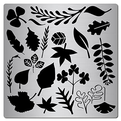 GORGECRAFT 6.3 Inch Metal Leaf Stencil Stainless Steel Maple Tropical Leaves Painting Reusable Template Journal Tool for Painting, Wood Burning, Pyrography and Engraving St Patrick's Day Decor