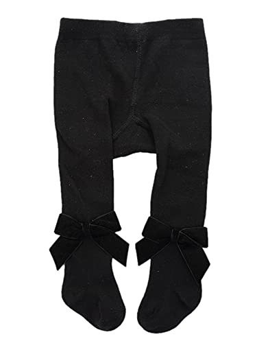 YILEEGOO Baby Toddler Girls Tights Rib Knit Pantyhose With Velvet Bows Chritsmas Valentine's Day Leggings Pants Infant Stockings
