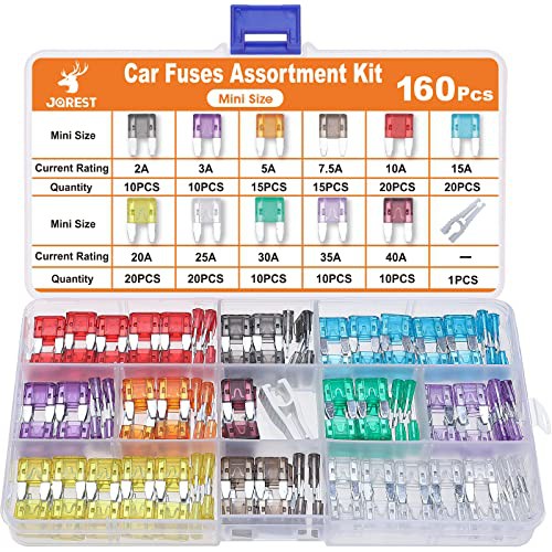 JOREST 160Pcs Car Fuse Kit - Replacement Fuses Assortment Kit for Car/RV/Truck/Motorcycle