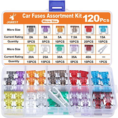 JOREST 120Pcs Car Fuse Kit - Replacement Fuses Assortment Kit for Car/RV/Truck/Motor 