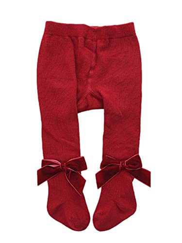 YILEEGOO Baby Toddler Girls Tights Rib Knit Pantyhose With Velvet Bows Chritsmas Valentine's Day Leggings Pants Infant Stockings