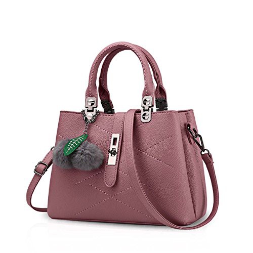 NICOLE & DORIS 2024 New Handbags for Women Fashion Ladies Handbags & Shoulder Bags Designer Top Handle Bag with Pompom Dark Purple