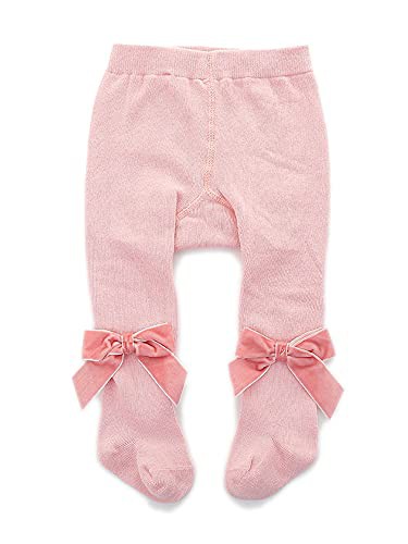 YILEEGOO Baby Toddler Girls Tights Rib Knit Pantyhose With Velvet Bows Chritsmas Valentine's Day Leggings Pants Infant Stockings