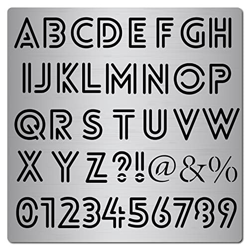 GORGECRAFT 6.3 Inch Metal Letter Number Stencil Stainless Steel Lettering Alphabet Symbol Painting Template Journal Tool for Painting, Wood Burning, Pyrography and Engraving