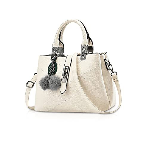 NICOLE & DORIS 2024 New Handbags for Women Fashion Ladies Handbags & Shoulder Bags Designer Top Handle Bag with Pompom Purple White