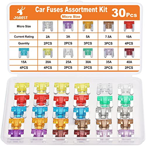JOREST 30Pcs Car Fuse Kit - Micro Blade Fuses Automotive 
