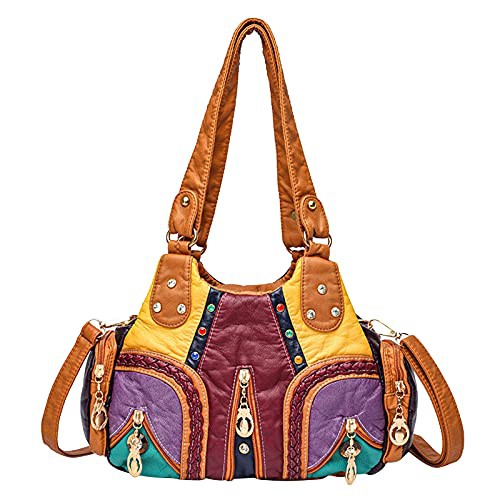 PORRASSO Handbags for Women Bright Color Shoulder Bag Boho Bag Soft PU Leather Hand Bag Crossbody Bags Multicolor