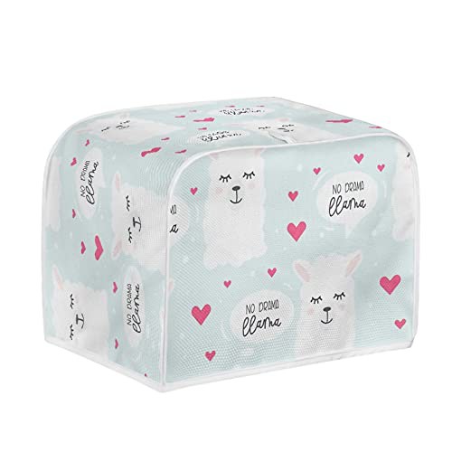 Kuiaobaty Cute Alpaca Toaster Cover 2 Slice, Cartoon Llama Kitchen Small Appliance Dust Cover Bread Toaster Oven Dustproof Cover