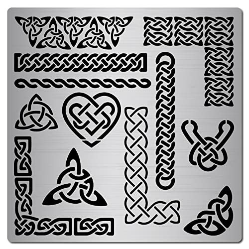 GORGECRAFT 6.3 Inch Metal Celtic Triquetra Knot Stencil Templates Viking Symbol Wicca Reusable Stencils for Painting on Wood Wall Canvas Furniture, Wood Burning, Pyrography Engraving