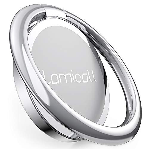 Lamicall Phone Ring Holder, Universal Ring Stand - 360 Adjustable Handy Finger Ring Grip Sturdy Mobile Phone Loop for iPhone 16 15, 14, 13, 12, 11 Pro Max Mini Xs XR X 8 7 6S, All 4~8" phones - Silver